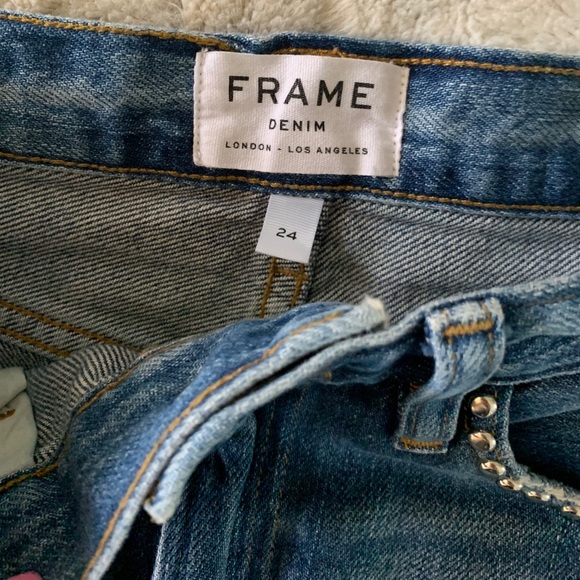 Frame Denim Anstee Le Mini Studded Denim Skirt 24 - Picture 8 of 8